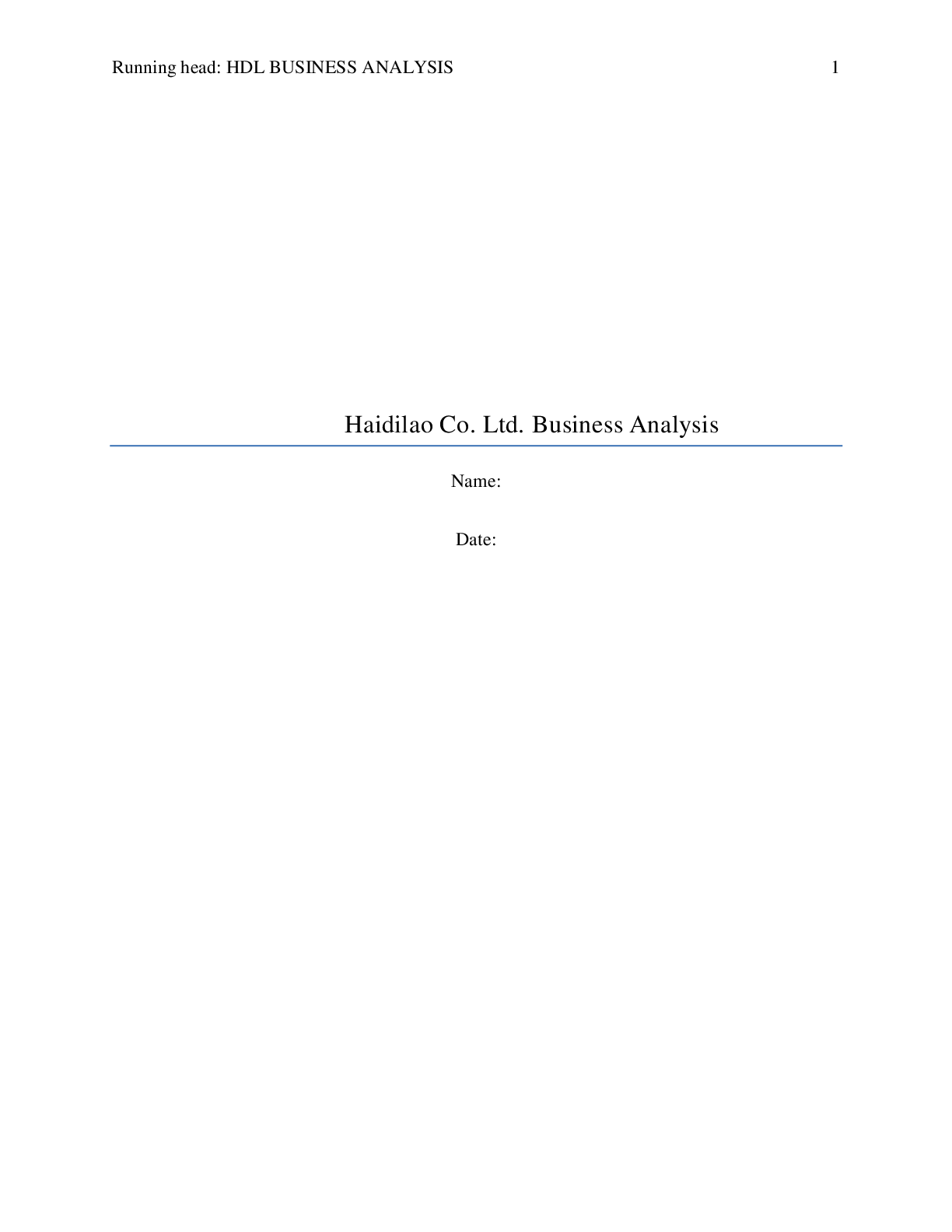 Preview image of Haidilao Co. Ltd. Business Analysis document